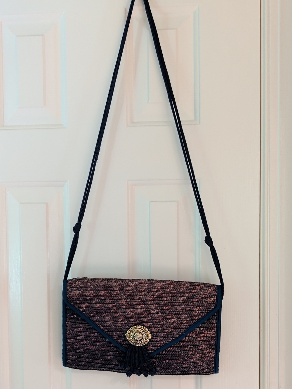 Vintage Tassel Crossbody Bag in Navy